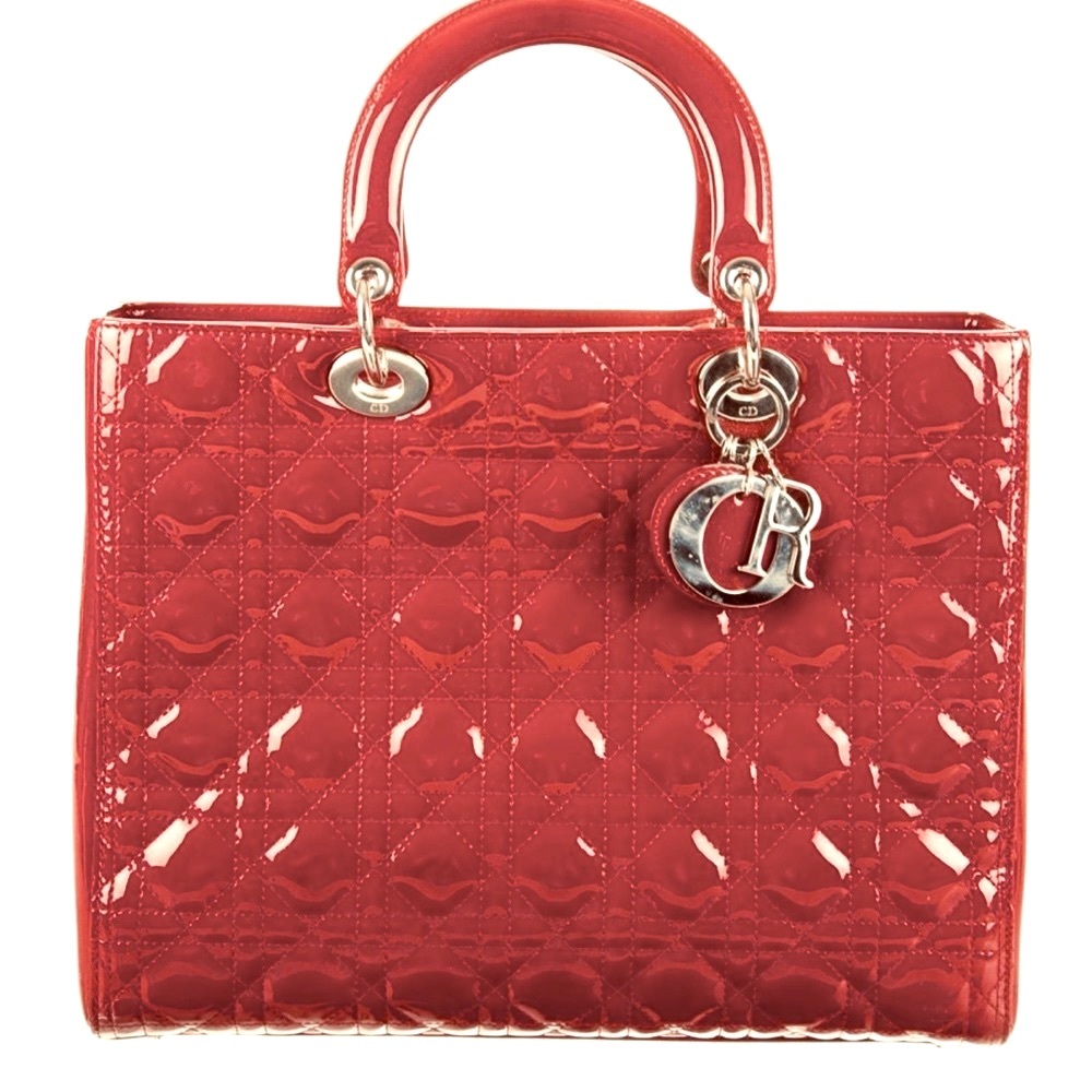 CHRISTIAN DIOR Dark RED / light Burgundy patten leather Cannag Bag - Picture 5 of 16